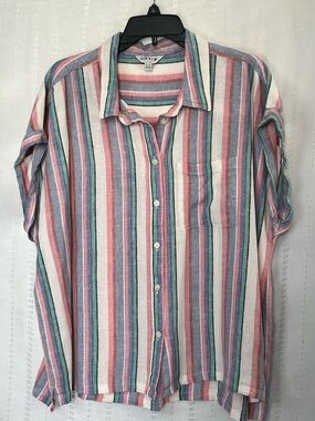 Orvis Striped Button-Down Shirt in Pink, Green, Blue & White